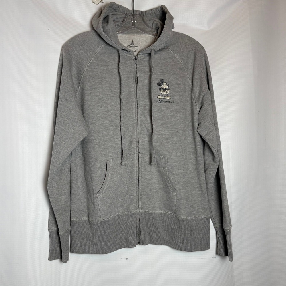 Disney Parks Mickey Mouse Walt Disney‎ World Full Zip Hoodie Heather Gray Large